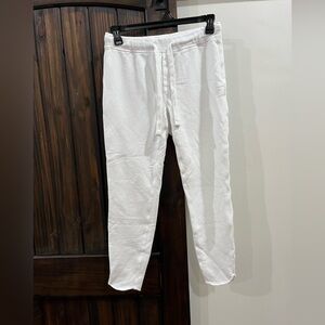 Frank and Eileen white raw edge hem cotton loungers small EUC